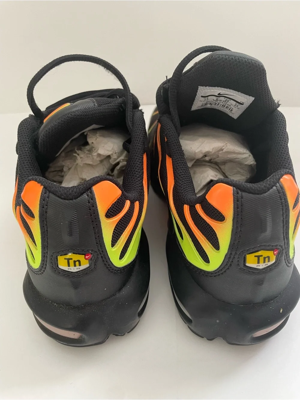 Nike Men’s Black Sneakers with Orange and Neon Green Accents